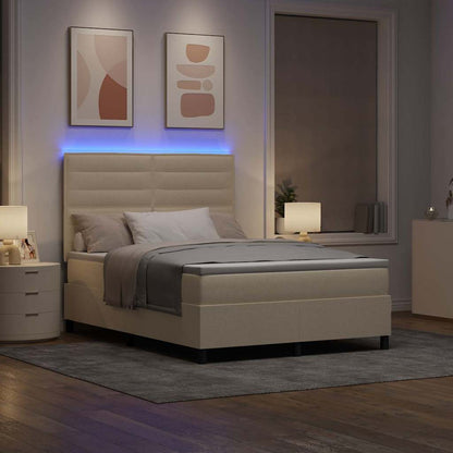 Letto a molle con materasso con led Crema 140 x 190 cm Tessuto | homemem39