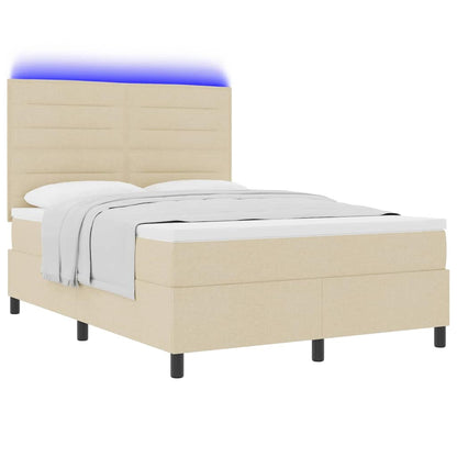 Letto a molle con materasso con led Crema 140 x 190 cm Tessuto | homemem39