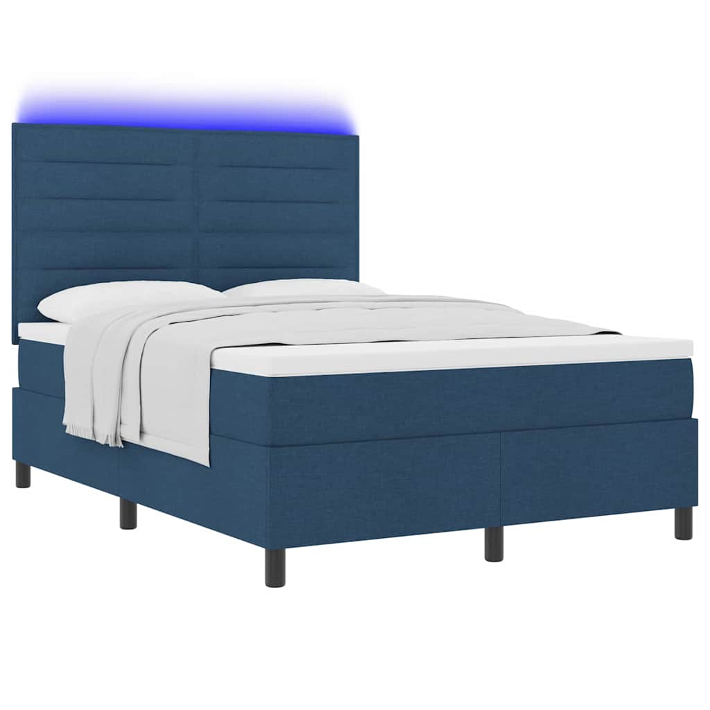 Letto a molle con materasso con led Blu 140 x 190 cm Tessuto | homemem39