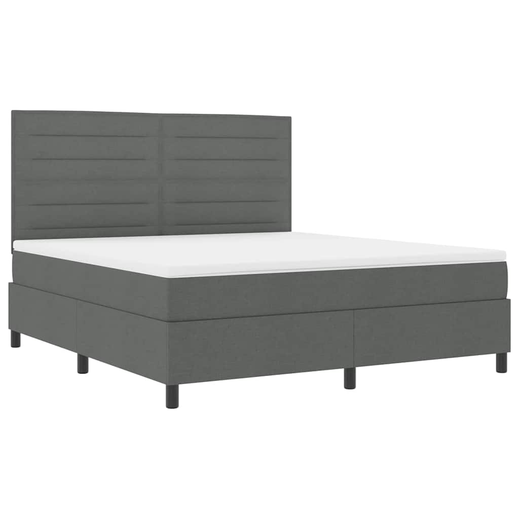 Letto a molle con materasso Grigio scuro 180 x 200 cm Tessuto