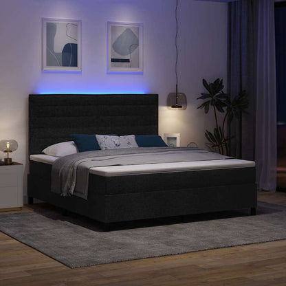 Letto a molle con materasso con led Nero 180 x 200 cm Tessuto
