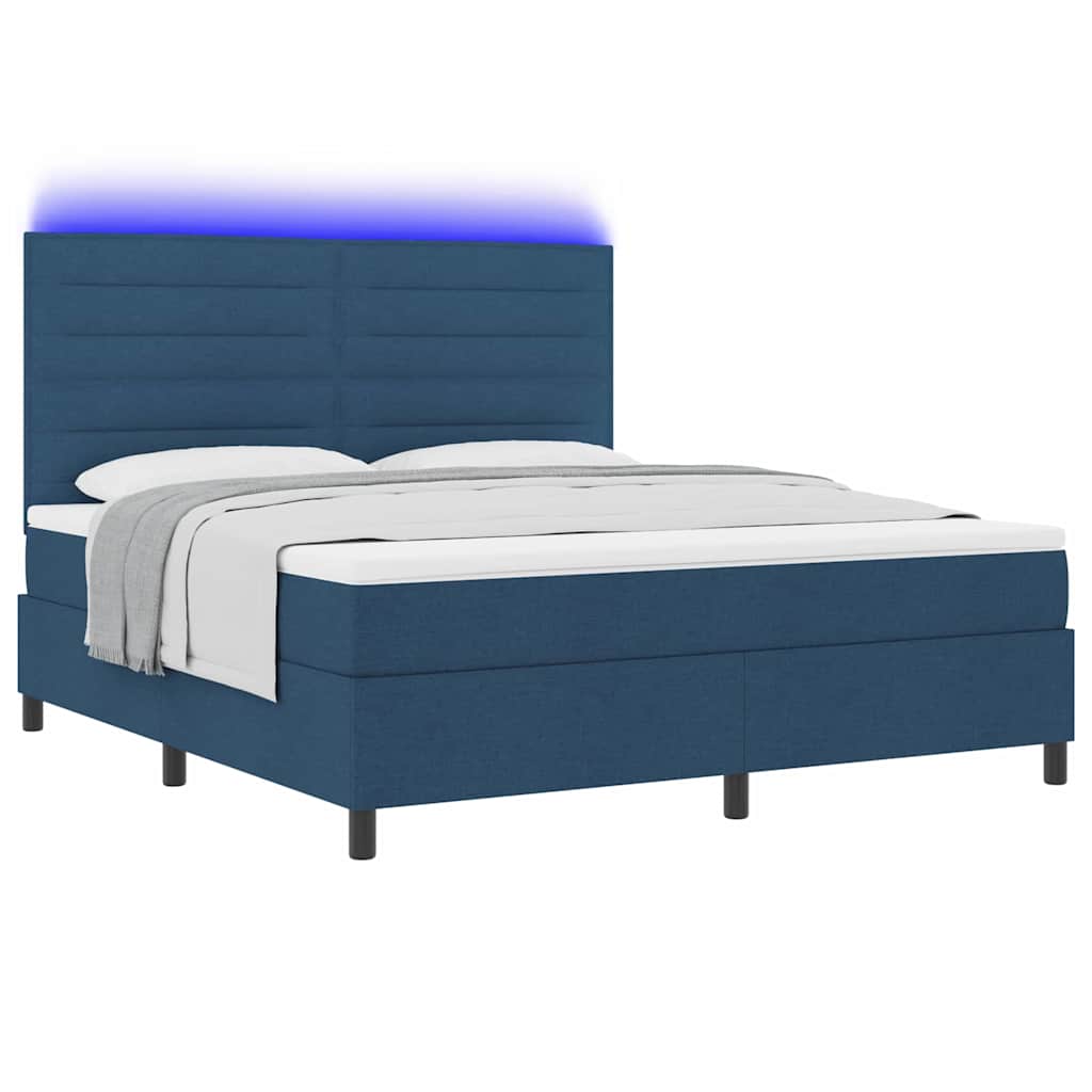Letto a molle con materasso con led Blu 180 x 200 cm Tessuto | homemem39