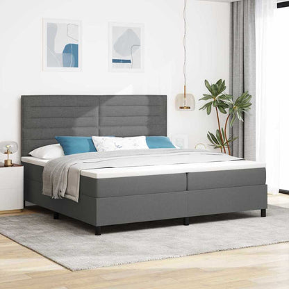 Letto a molle con materasso Grigio scuro 200 x 200 cm Tessuto | homemem39
