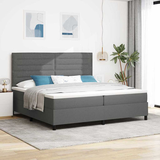 Letto a molle con materasso Grigio scuro 200 x 200 cm Tessuto | homemem39