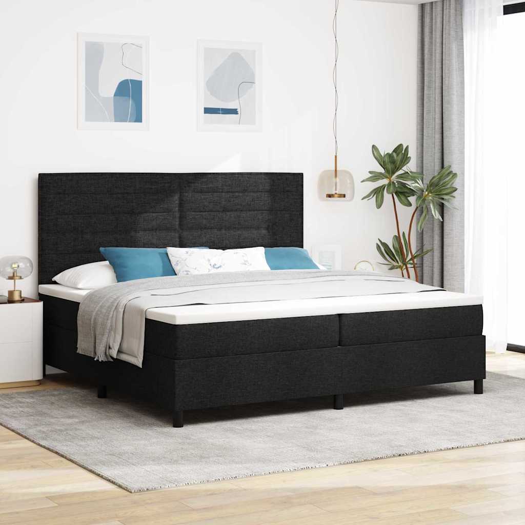 Letto a molle con materasso con led Nero 200 x 200 cm Tessuto | homemem39