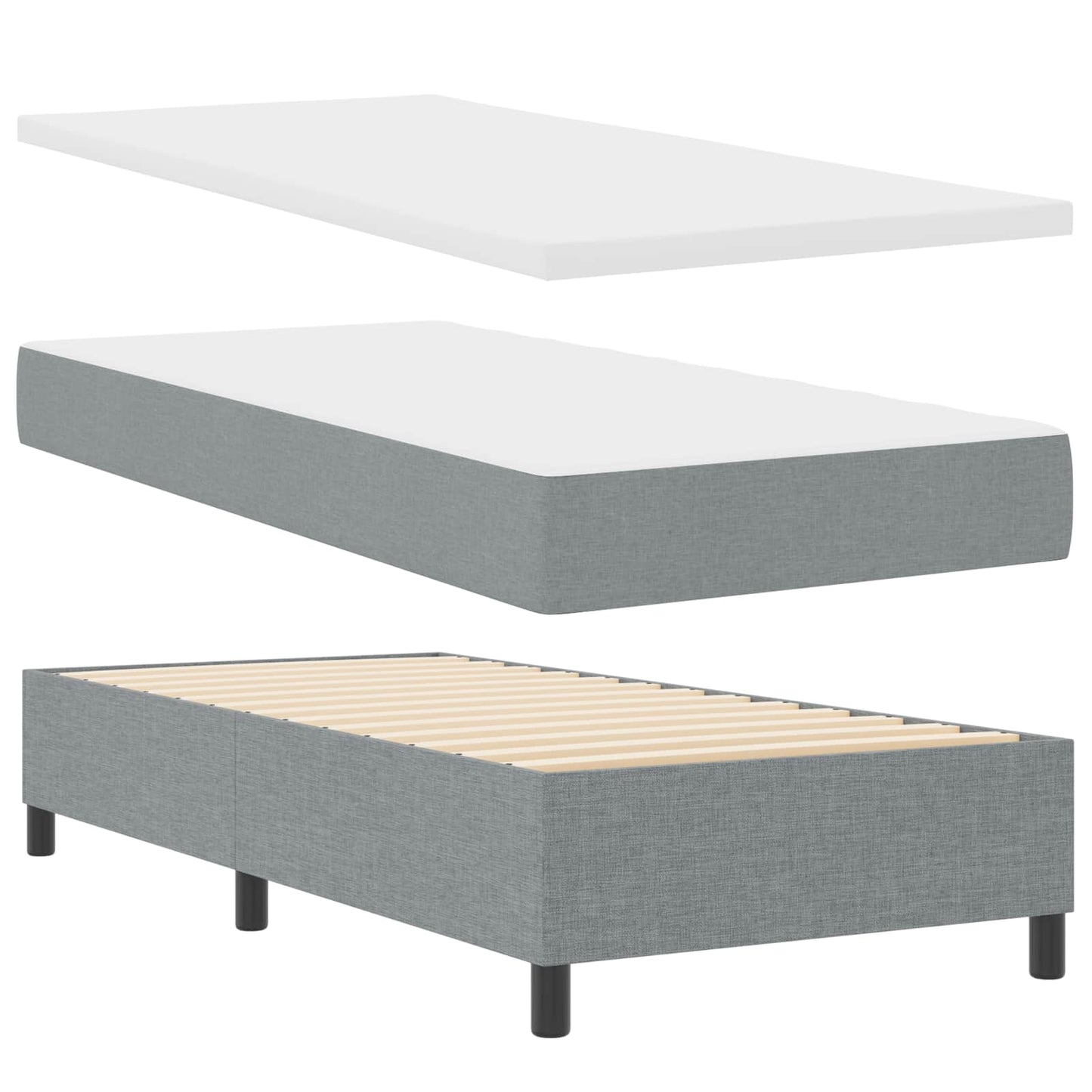 Letto a molle con strisce LED Grigio chiaro 80 x 200 cm Tessuto | homemem39