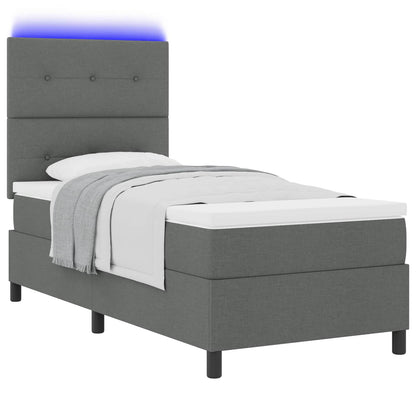 Letto a molle con strisce LED Grigio scuro 80 x 200 cm Tessuto | homemem39