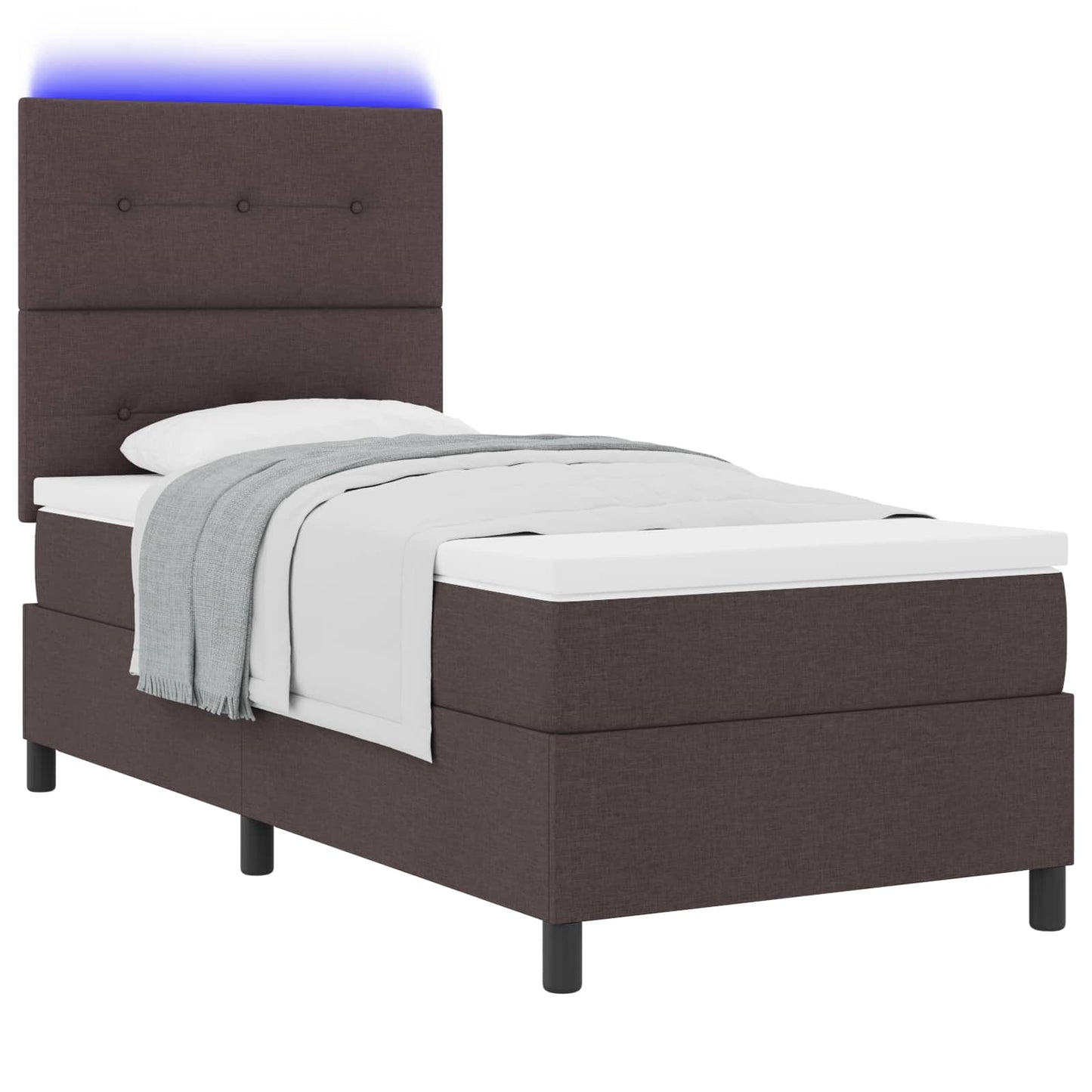 Letto a molle con strisce LED Marrone scuro 80 x 200 cm Tessuto | homemem39