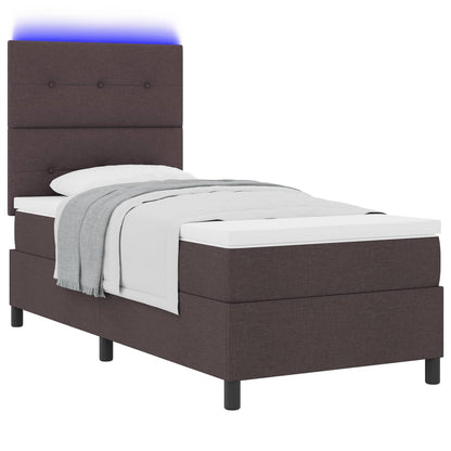 Letto a molle con strisce LED Marrone scuro 80 x 200 cm Tessuto | homemem39