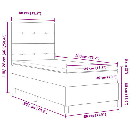 Letto a molle con strisce LED Marrone scuro 80 x 200 cm Tessuto | homemem39