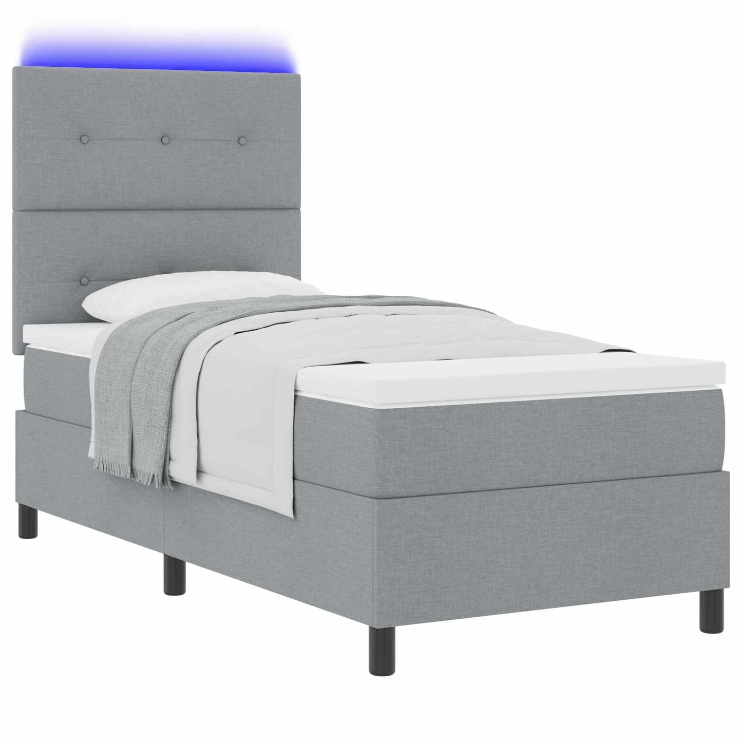 Letto a molle con strisce LED Grigio chiaro 90 x 190 cm Tessuto | homemem39