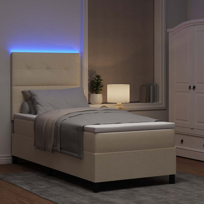 Letto a molle con strisce LED Crema 90 x 190 cm Tessuto | homemem39