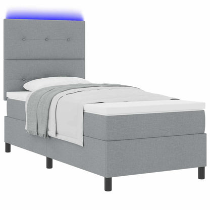 Letto a molle con strisce LED Grigio chiaro 90 x 200 cm Tessuto | homemem39