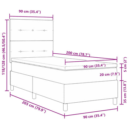 Letto a molle con strisce LED Grigio chiaro 90 x 200 cm Tessuto | homemem39