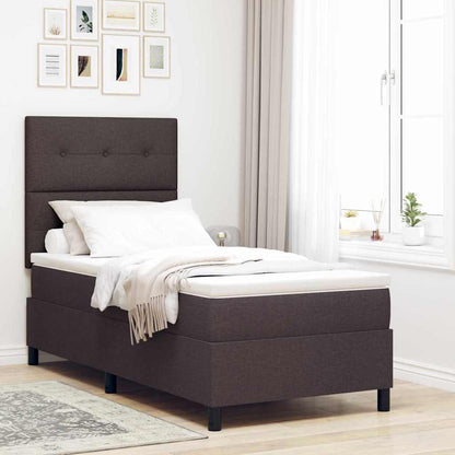 Letto a molle con testiera Marrone scuro 100 x 200 cm Tessuto
