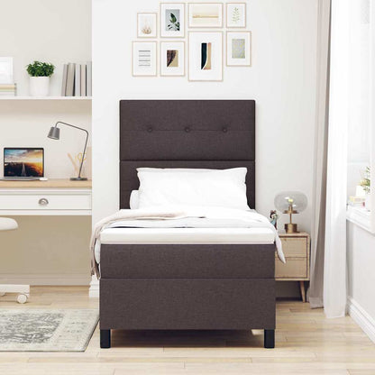 Letto a molle con testiera Marrone scuro 100 x 200 cm Tessuto