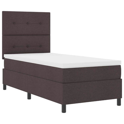 Letto a molle con testiera Marrone scuro 100 x 200 cm Tessuto