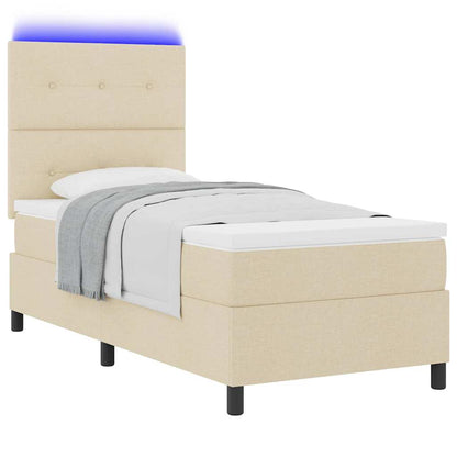 Letto a molle con strisce LED Crema 100 x 200 cm Tessuto | homemem39