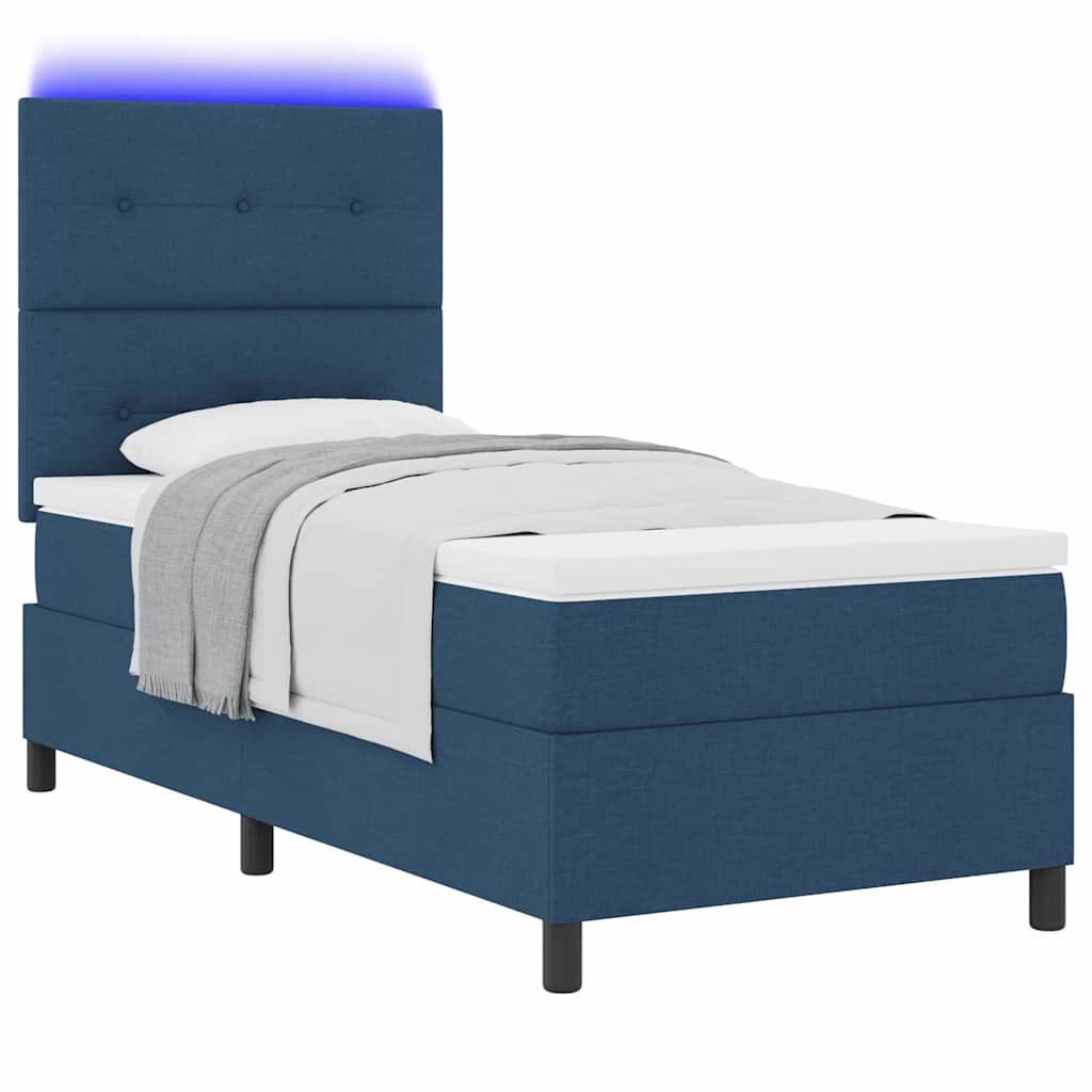 Letto a molle con strisce LED Blu 100 x 200 cm Tessuto | homemem39