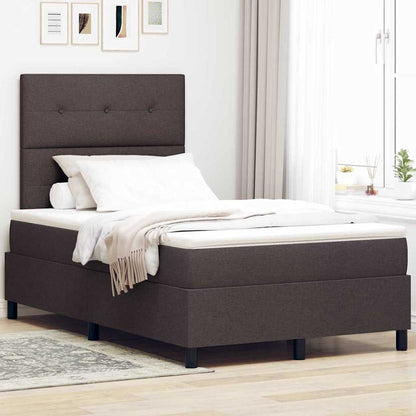 Letto a molle con testiera Marrone scuro 120 x 190 cm Tessuto