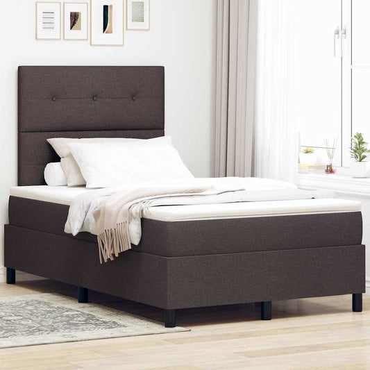 Letto a molle con testiera Marrone scuro 120 x 190 cm Tessuto