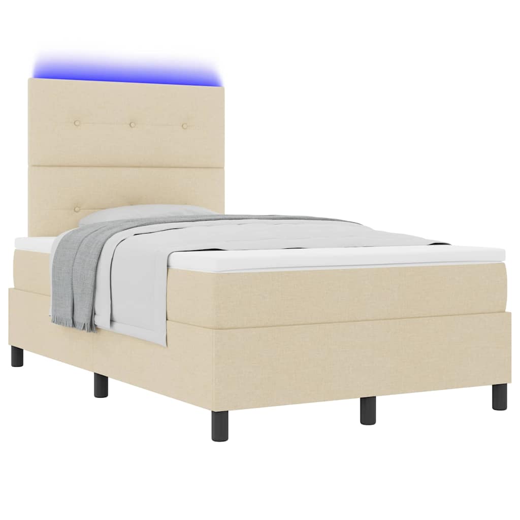 Letto a molle con strisce LED Crema 120 x 190 cm Tessuto | homemem39
