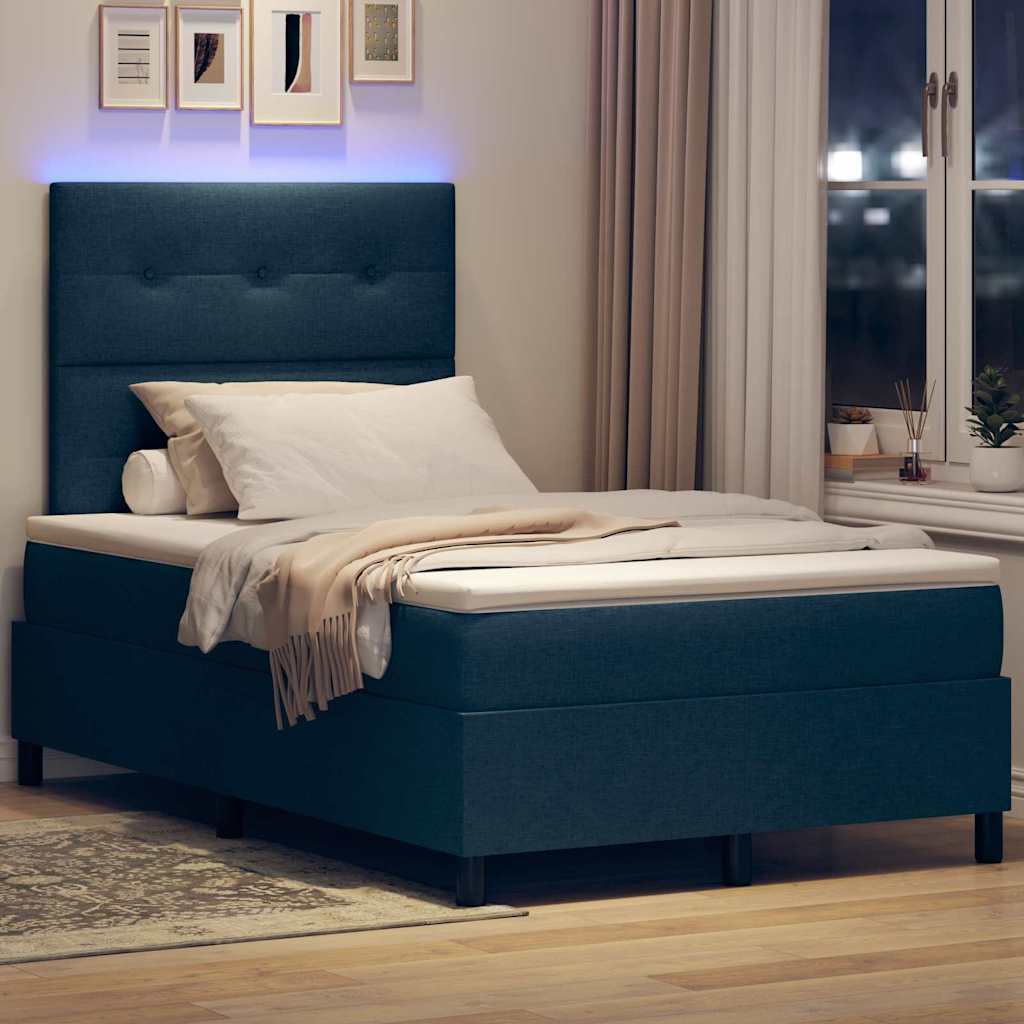 Letto a molle con strisce LED Blu 120 x 190 cm Tessuto | homemem39
