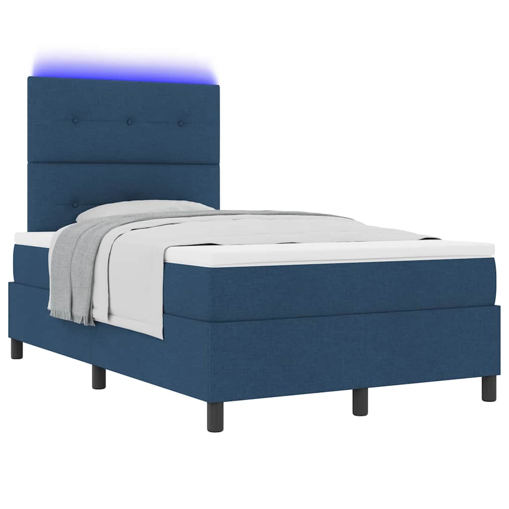 Letto a molle con strisce LED Blu 120 x 190 cm Tessuto | homemem39