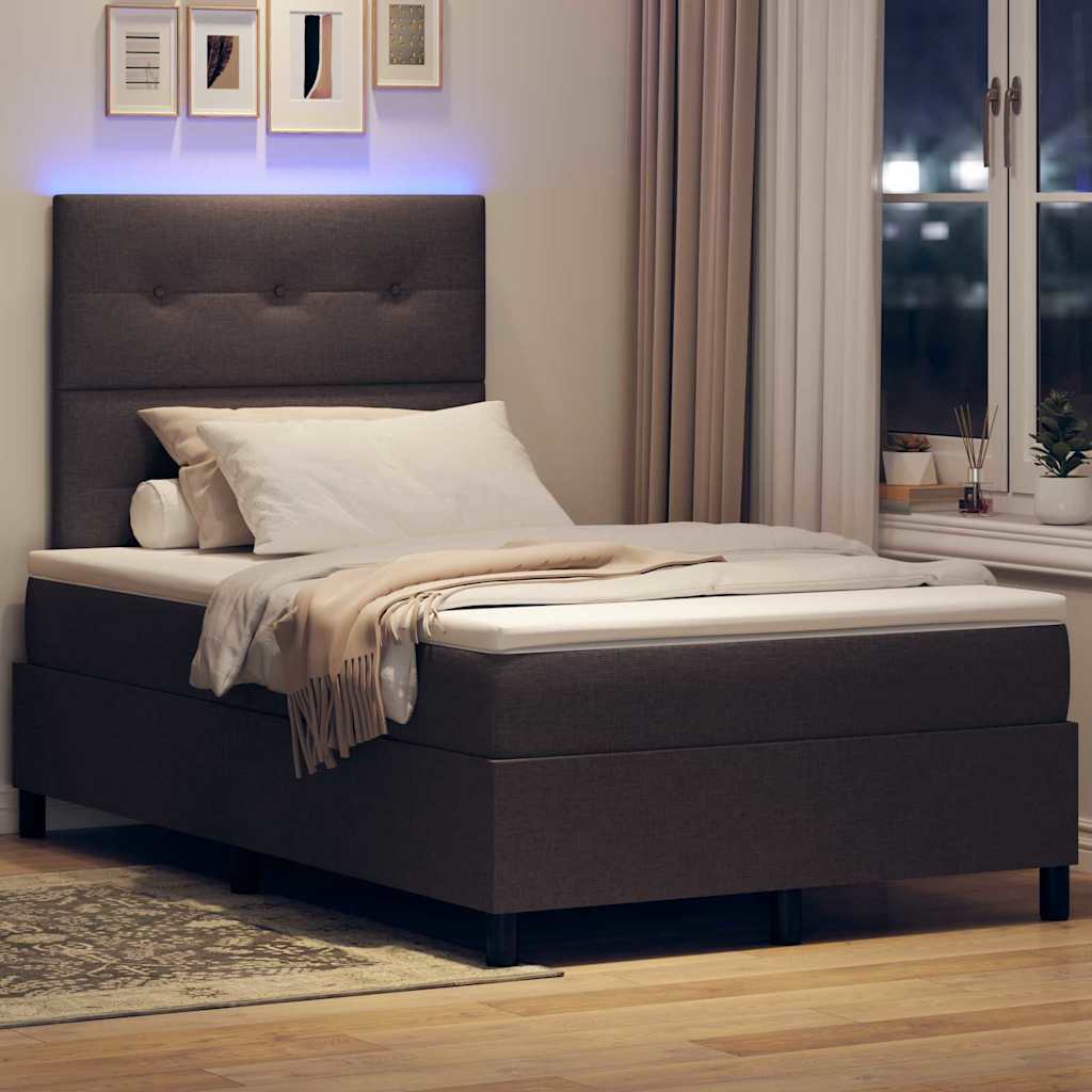 Letto a molle con testiera Marrone scuro 120 x 200 cm Tessuto | homemem39