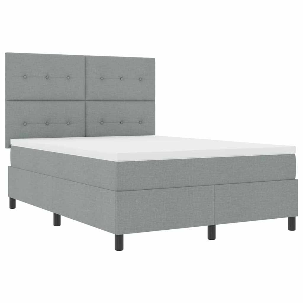 Letto a molle con testiera Grigio chiaro 140 x 190 cm Tessuto | homemem39