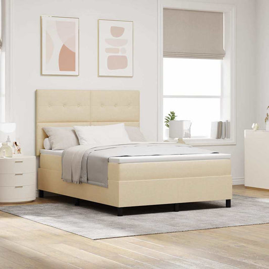 Letto a molle con strisce LED Crema 140 x 190 cm Tessuto | homemem39