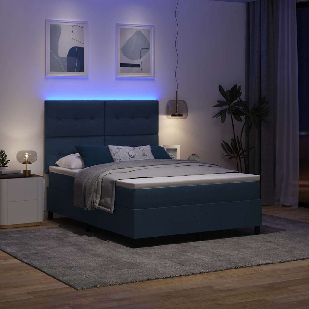 Letto a molle con strisce LED Blu 140 x 190 cm Tessuto | homemem39