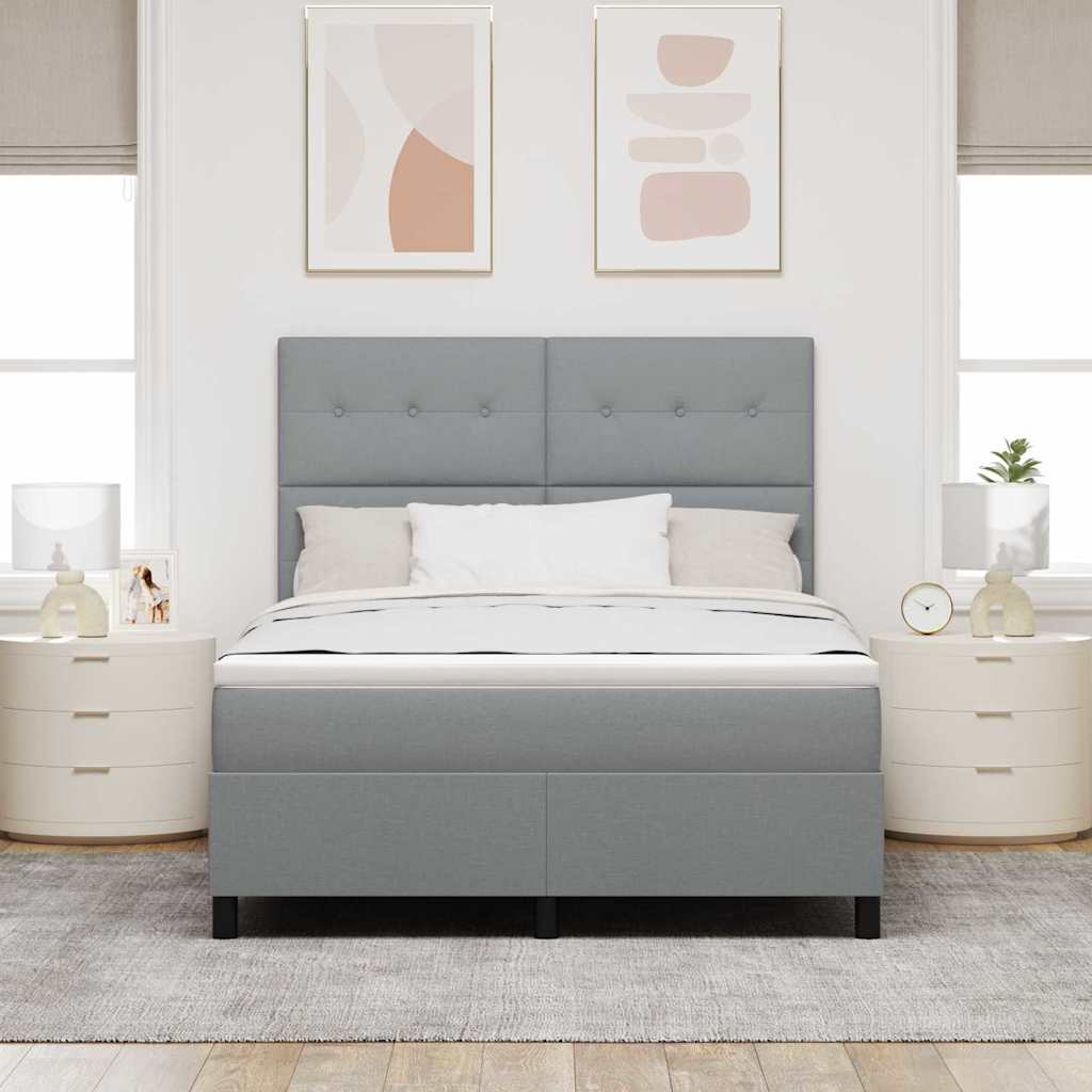 Letto a molle con testiera Grigio chiaro 140 x 200 cm Tessuto | homemem39
