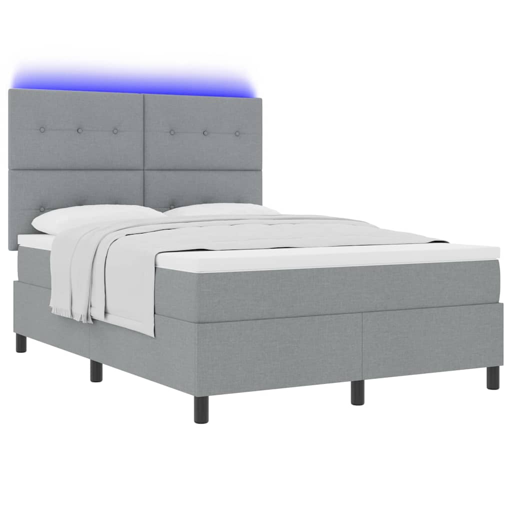 Letto a molle con testiera Grigio chiaro 140 x 200 cm Tessuto | homemem39
