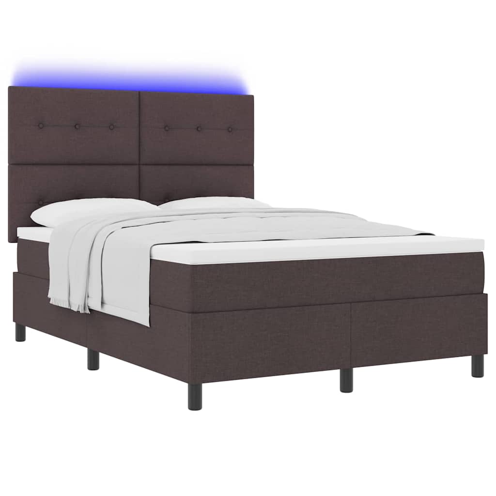 Letto a molle con testiera Marrone scuro 140 x 200 cm Tessuto | homemem39