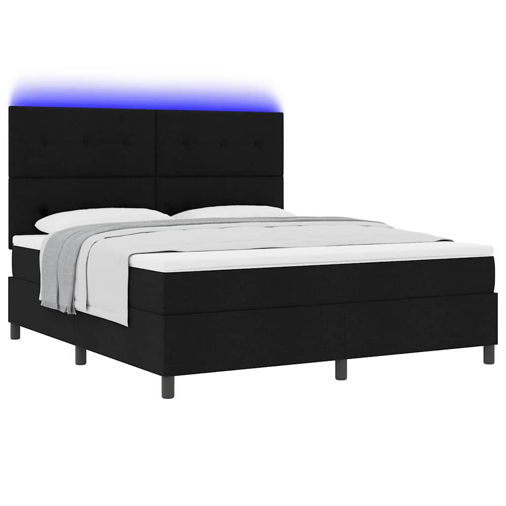 Letto a molle con strisce LED Nero 180 x 200 cm Tessuto | homemem39