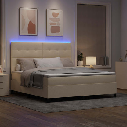 Letto a molle con strisce LED Crema 180 x 200 cm Tessuto | homemem39