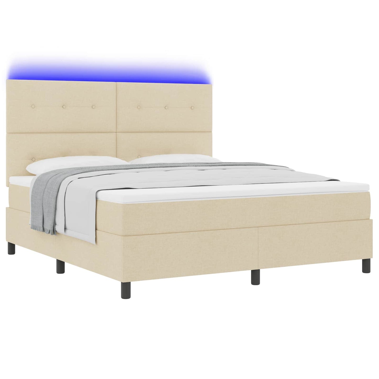 Letto a molle con strisce LED Crema 180 x 200 cm Tessuto | homemem39