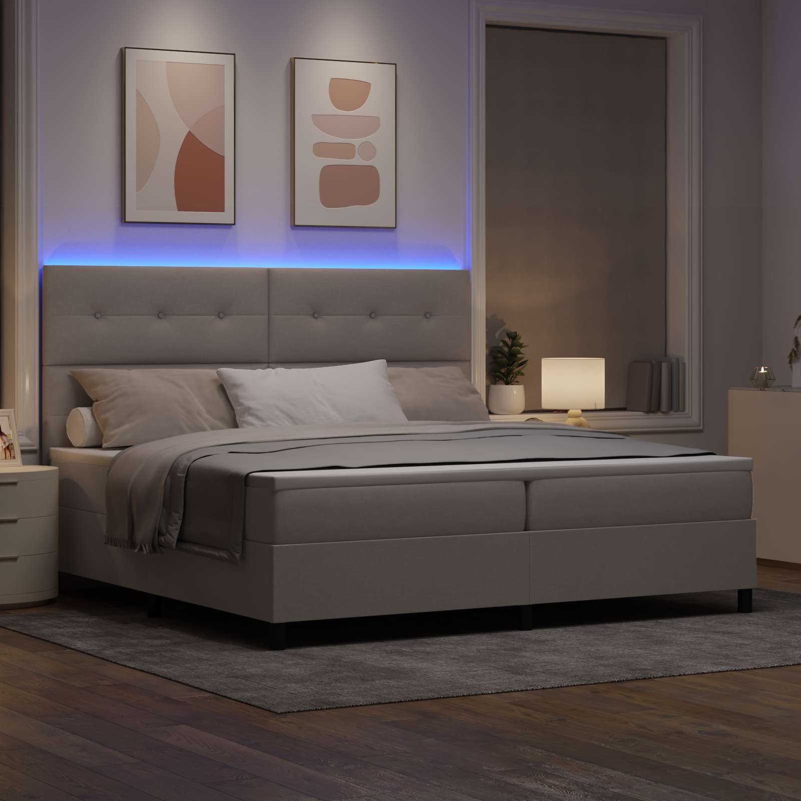 Letto a molle con strisce LED Talpa 200 x 200 cm Tessuto | homemem39