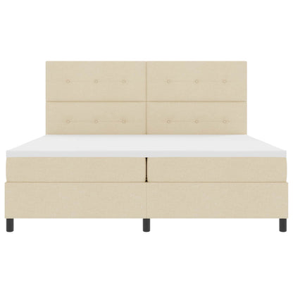 Letto a molle con strisce LED Crema 200 x 200 cm Tessuto | homemem39