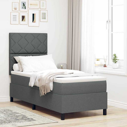 Letto a molle con strisce LED Grigio scuro 80 x 200 cm Tessuto