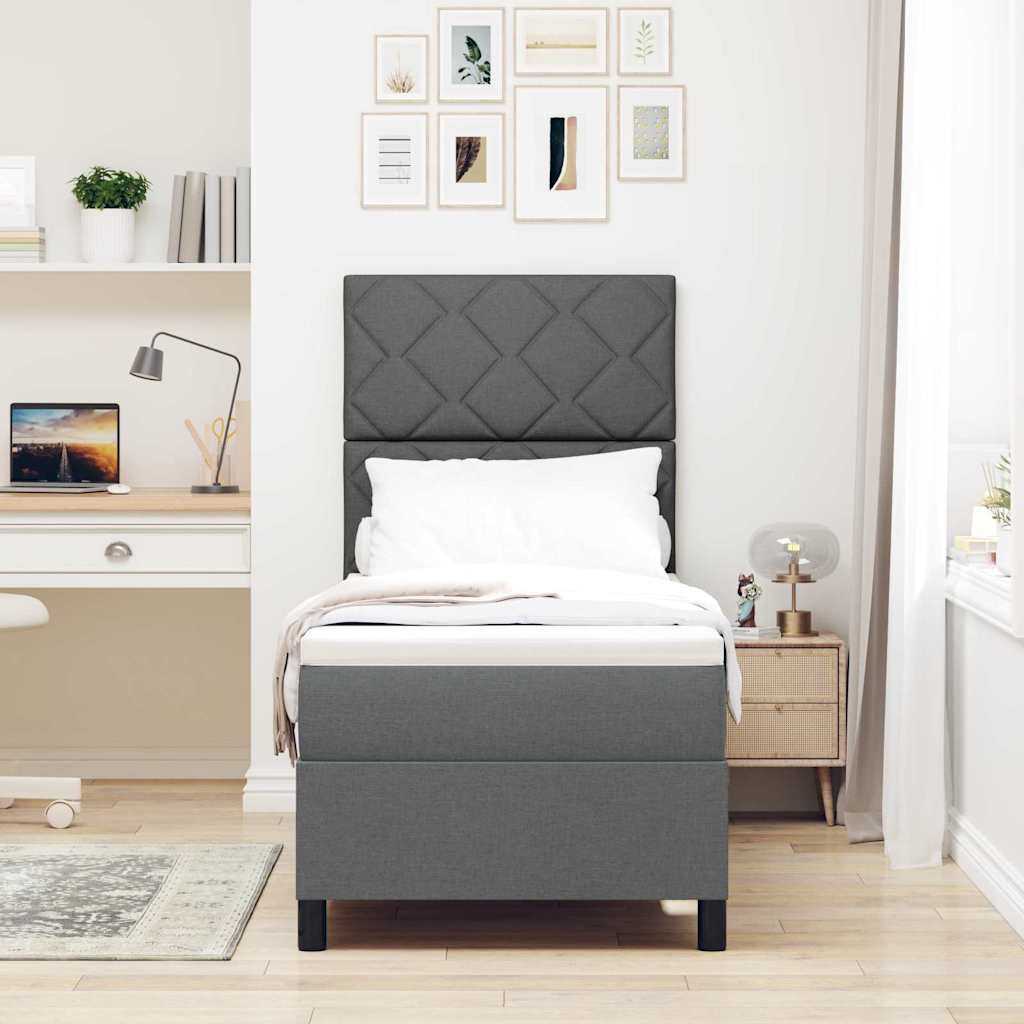 Letto a molle con strisce LED Grigio scuro 80 x 200 cm Tessuto | homemem39