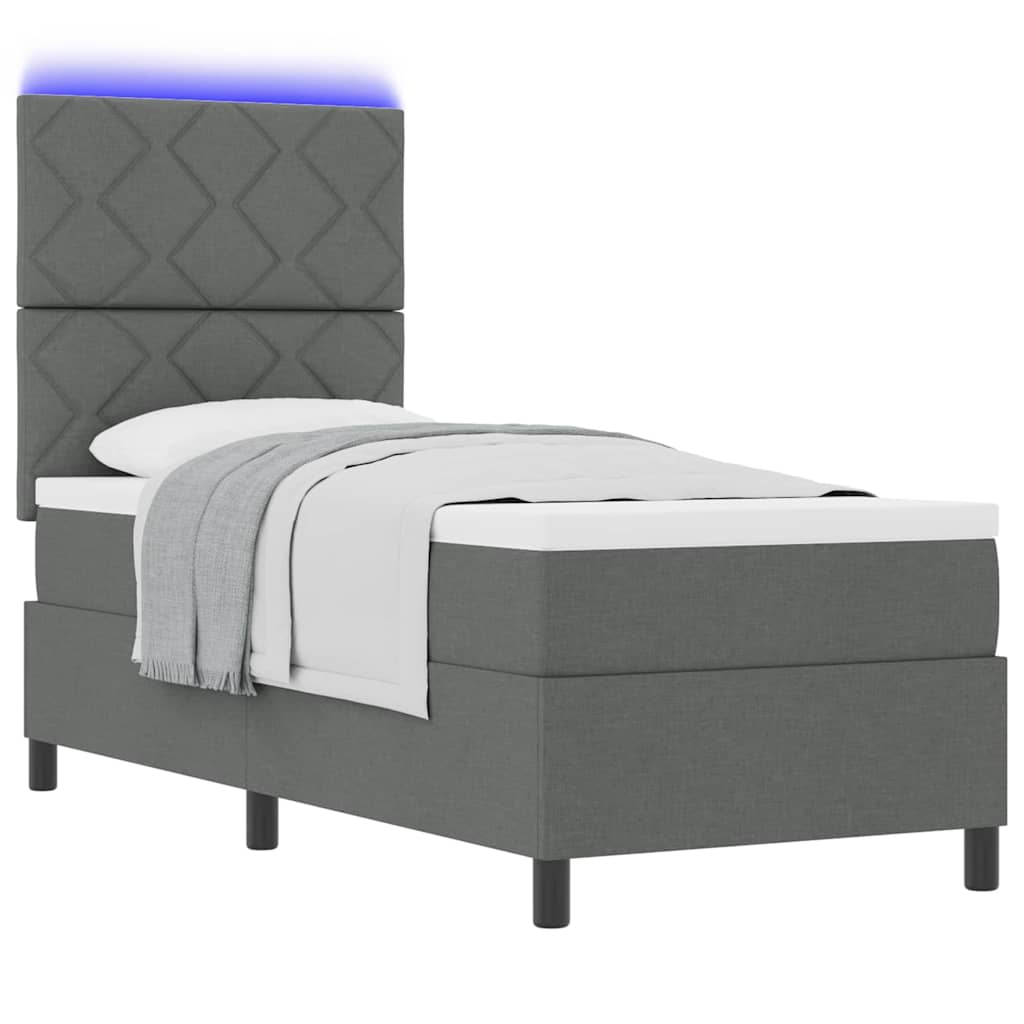 Letto a molle con strisce LED Grigio scuro 80 x 200 cm Tessuto | homemem39