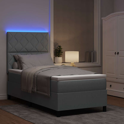 Letto a molle con testiera Grigio chiaro 100 x 200 cm Tessuto | homemem39