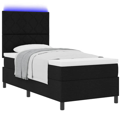 Letto a molle con strisce LED Nero 100 x 200 cm Tessuto | homemem39