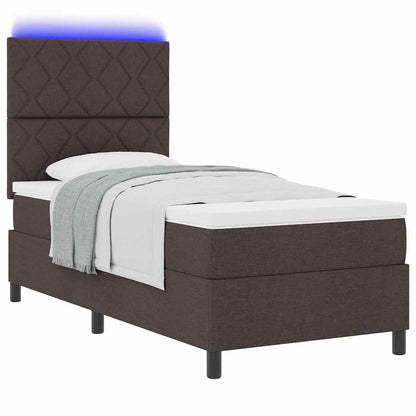 Letto a molle con testiera Marrone scuro 100 x 200 cm Tessuto | homemem39