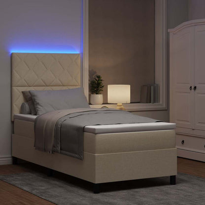 Letto a molle con strisce LED Crema 100 x 200 cm Tessuto | homemem39