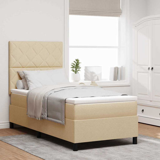 Letto a molle con strisce LED Crema 100 x 200 cm Tessuto | homemem39