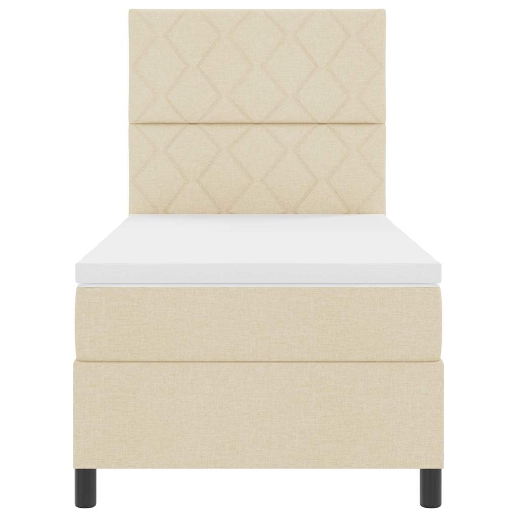 Letto a molle con strisce LED Crema 100 x 200 cm Tessuto | homemem39