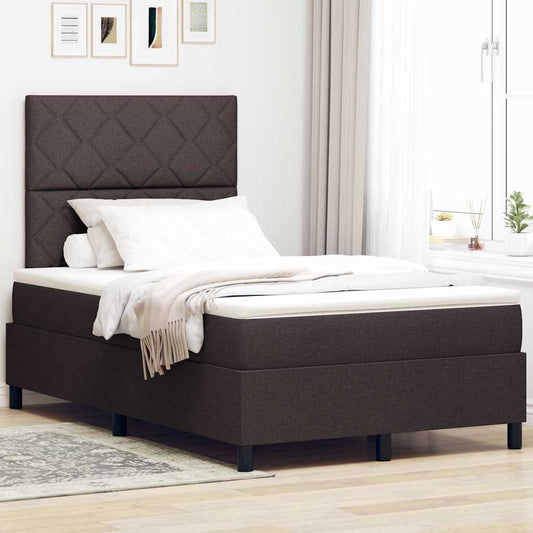 Letto a molle con testiera Marrone scuro 120 x 200 cm Tessuto | homemem39